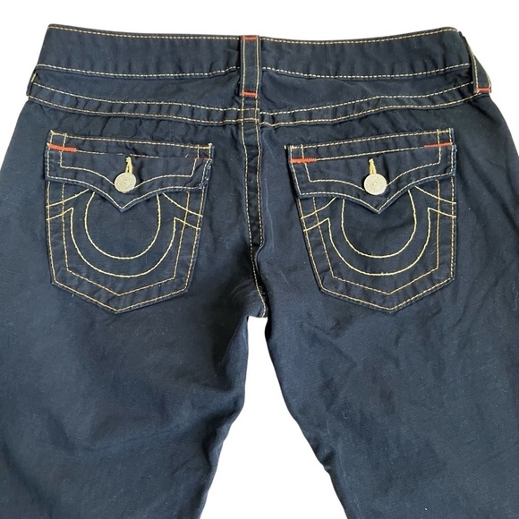 True Religion Vintage Y2K Linen Blend Capri Shorts Jorts Low Rise Flap Pockets - Picture 7 of 16